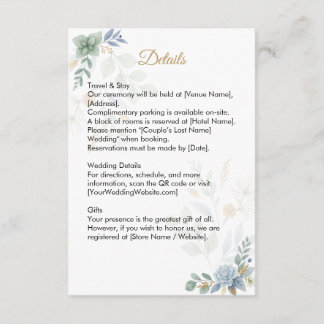 Tarjeta De Recepción QR Código Sage Green Floral Watercolor Boda