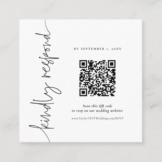 Tarjeta De Recepción QR Elegant Calligraphy Boda square RSVP (Anverso)