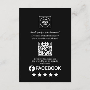 Tarjeta De Recepción QR Negro   Enlace de Calificación de Negocio de Fa