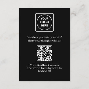 Tarjeta De Recepción QR Negro   Enlace de retroalimentación y reseña de