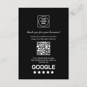 Tarjeta De Recepción QR Negro   Enlace de revisión y calificación de Go