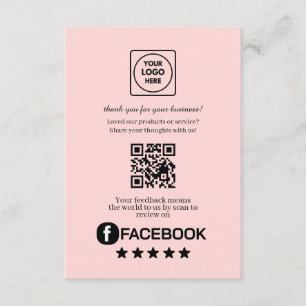 Tarjeta De Recepción QR Rosa   Enlace de Calificación de Negocios de Fa