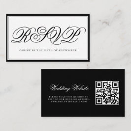 Tarjeta De Recepción QR RSVP elegante en blanco y negro