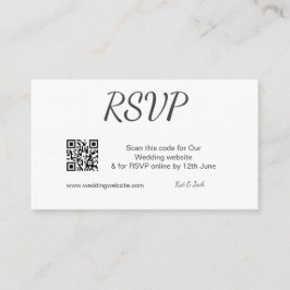 Tarjeta De Recepción QR RSVP sitio web de boda RSVP simple blanco negro