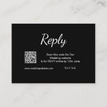 QR RSVP sitio web de boda RSVP simple blanco negro