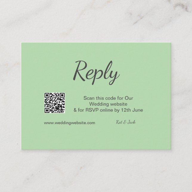 Tarjeta De Recepción QR RSVP sitio web de boda RSVP simple blanco negro (Anverso)