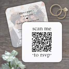 Tarjeta De Recepción QR Wedding RSVP Foto simple y tipografía clásica