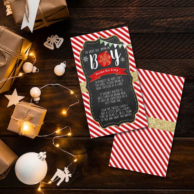 Tarjeta De Recepción "¡Qué alegría, es un chico!" Baby Shower de navida (Subido por el creador)