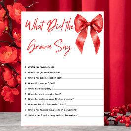 Tarjeta De Recepción ¿Qué dijo el novio? Juego para la fiesta de desped