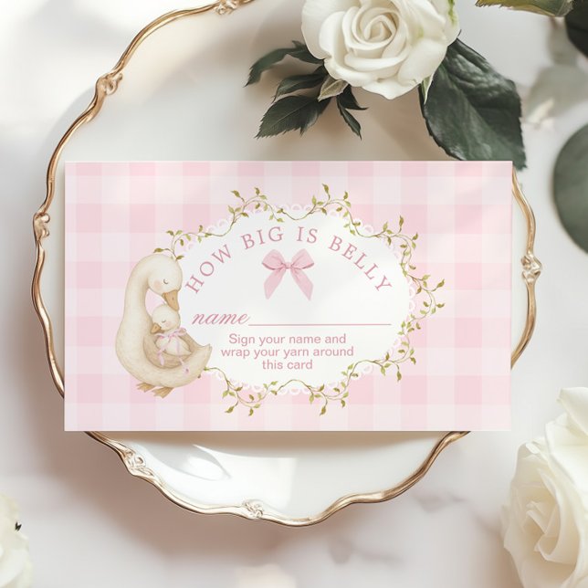 Tarjeta De Recepción Qué grande es la barriga Silly Goose Pink Gingham (Subido por el creador)