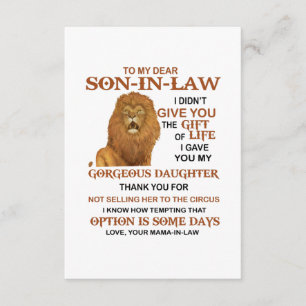 Tarjeta De Recepción Querido yerno, te di mi preciosa hija