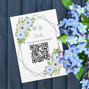 Tarjeta De Recepción Quinceañera Floral Azul Claro y Blanco Rústico