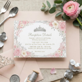 Tarjeta De Recepción Quinceañera Mariposa Plateada Rosa Sonrojada
