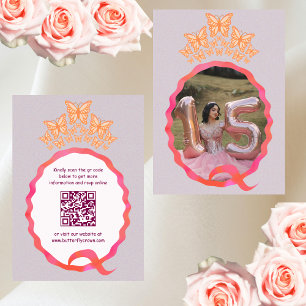 Tarjeta De Recepción Quinceañera Miss Quince Butterfly