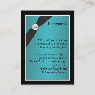 Tarjeta de recepción Quinceanera verde azulada y n