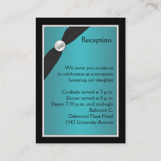 Tarjeta de recepción Quinceanera verde azulada y n
