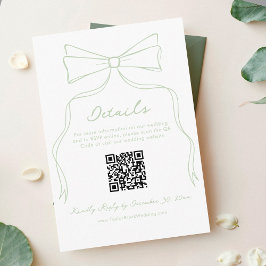 Tarjeta De Recepción Quirky blanco y verde Boda detalles Código Qr
