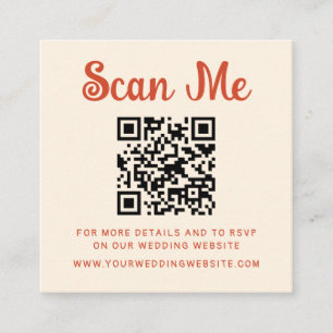 Tarjeta De Recepción Quirky Boda manuscrito Código QR RSVP