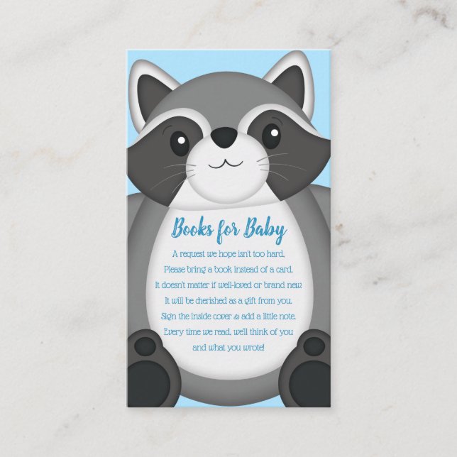 Tarjeta De Recepción Raccoon Baby Shower Blue (Anverso)
