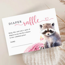 Raccoon Baby Shower Chica Pink Diaper Raffle