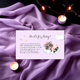 Tarjeta De Recepción Raccoon Baby Shower Lavender Books Para El Bebé