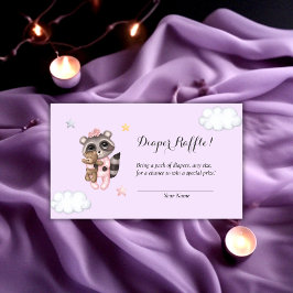 Tarjeta De Recepción Raccoon Baby Shower Lavender Diaper Raffle
