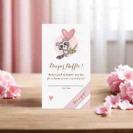Tarjeta De Recepción Raccoon minimalista Baby Shower Diaper Raffle