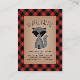 Tarjeta De Recepción Raccoon Plaid Baby Shower Diaper Raffle