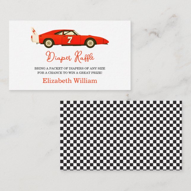 Tarjeta De Recepción Race Car Boy Baby Shower | Little Racer Party (Anverso / Reverso)