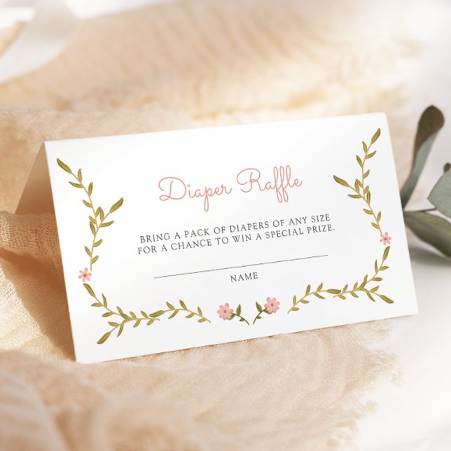 Tarjeta De Recepción Raffle Baby Shower con flores de vino y rosa (Subido por el creador)