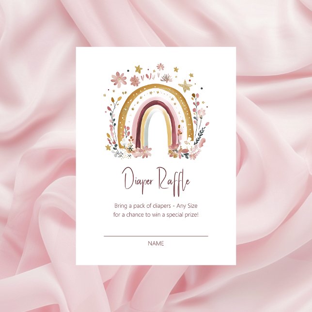 Tarjeta De Recepción Raffle Baby Shower de arcoiris floral de Boho (Subido por el creador)