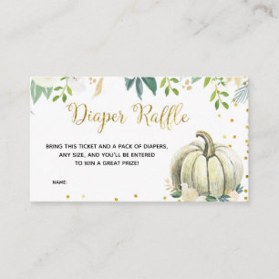 Tarjeta De Recepción Raffle Baby Shower de calabaza floral blanca