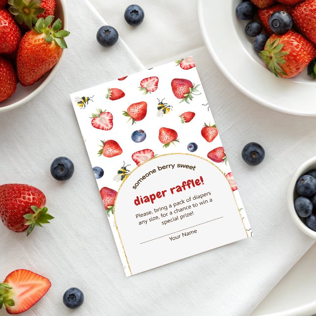Tarjeta De Recepción Raffle Baby Shower Diaper Berry Sweet (Summer Berry Sweet Baby Shower Diaper Raffle Enclosure Card)