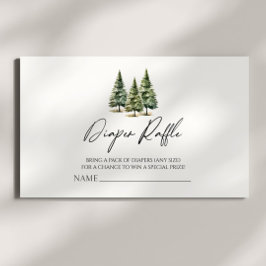 Tarjeta De Recepción Raffle Baby Shower Diaper de árbol de pino de niev