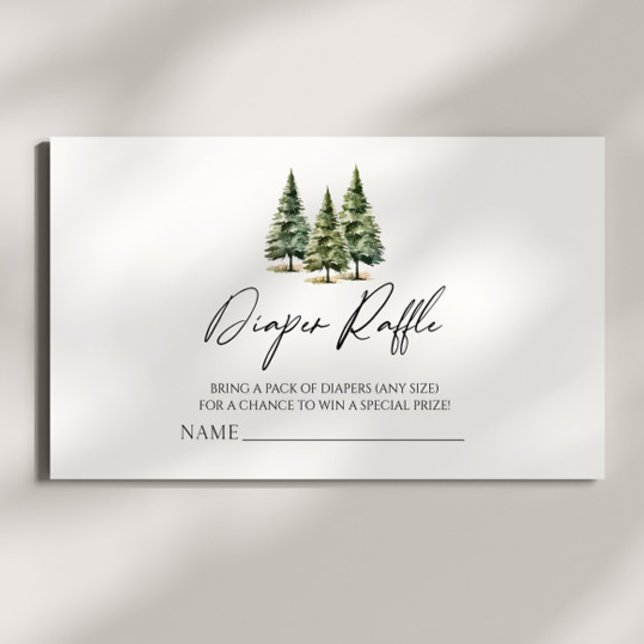 Tarjeta De Recepción Raffle Baby Shower Diaper de árbol de pino de niev (Subido por el creador)