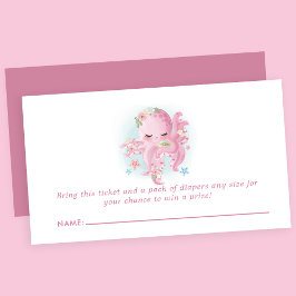 Tarjeta De Recepción Raffle Baby Shower Diaper de color rosa octopus