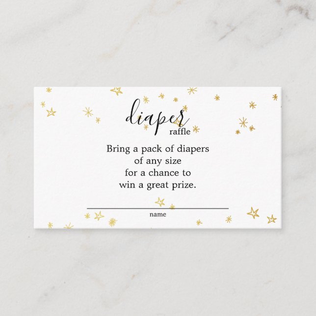 Tarjeta De Recepción Raffle Baby Shower Diaper de Gold Twinkle Little S (Anverso)