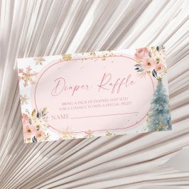 Tarjeta De Recepción Raffle Baby Shower Diaper de invierno rosa con cop