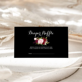 Tarjeta De Recepción Raffle clásico tropical negro y borgoña