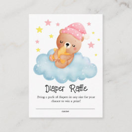 Tarjeta De Recepción Raffle de Baby Shower de oso pequeño rosado