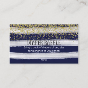Tarjeta De Recepción Raffle de Baby Shower dorado y azul marino