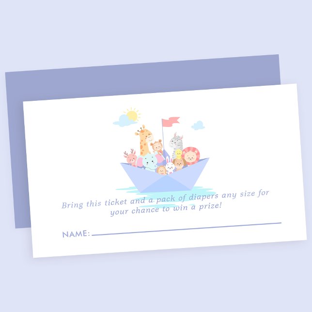 Tarjeta De Recepción Raffle de Baby Shower, el pañal arca de Noé (Subido por el creador)