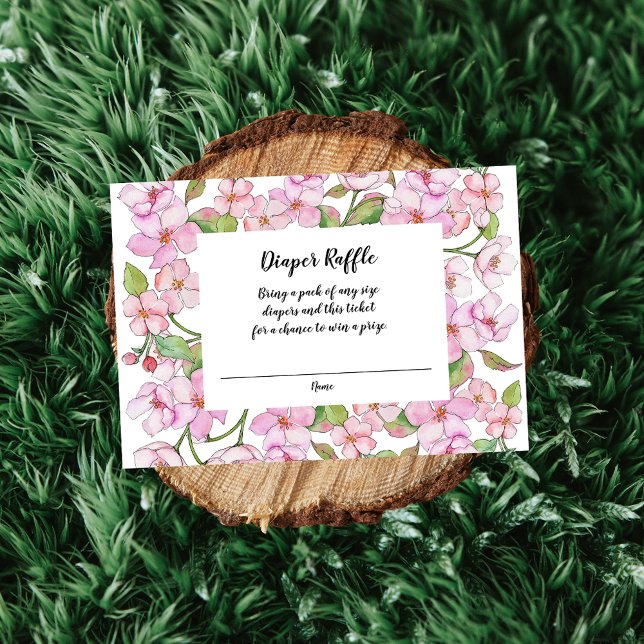 Tarjeta De Recepción Raffle de Baby Shower floral de primavera rosada (Subido por el creador)