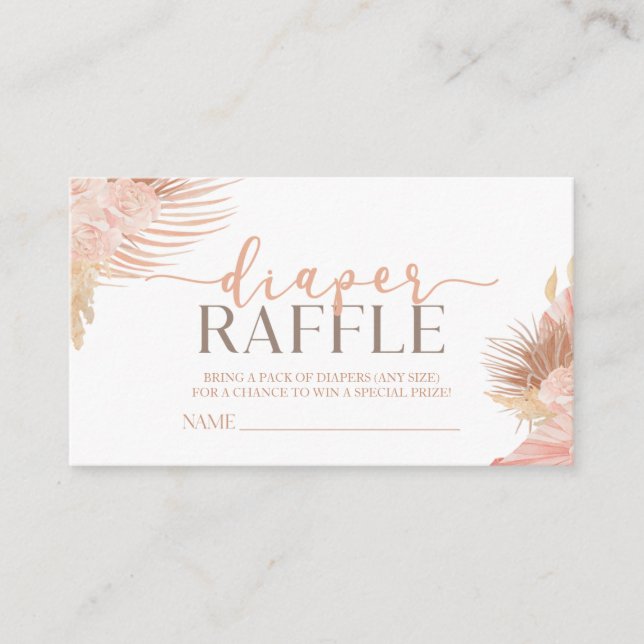 Tarjeta De Recepción Raffle de Baby Shower suave con flores rosadas (Anverso)