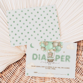 Tarjeta De Recepción Raffle de Baby Shower verde oso