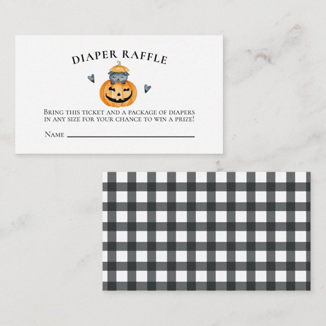 Tarjeta De Recepción Raffle de calabaza de Baby Shower de Halloween (Anverso / Reverso)