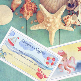 Tarjeta De Recepción Raffle de color de agua neutra de género náutico