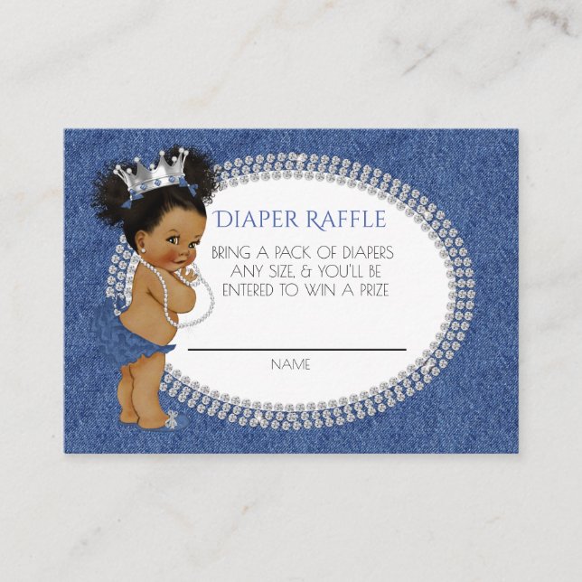 Tarjeta De Recepción Raffle de denim y diamantes afroamericanos (Anverso)