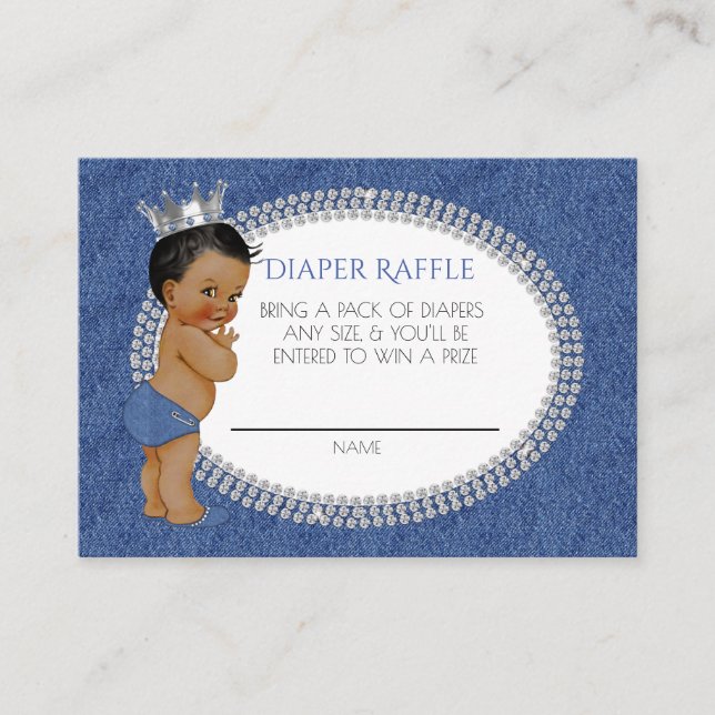 Tarjeta De Recepción Raffle de denim y diamantes afroamericanos (Anverso)