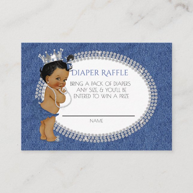 Tarjeta De Recepción Raffle de denim y diamantes afroamericanos (Anverso)